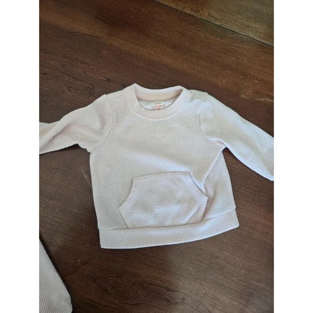 3-6 Month Girls Waffle Knit Set